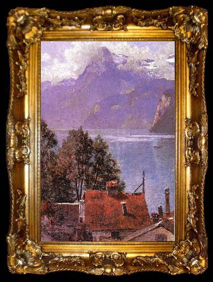 framed  John Douglas Woodward Brunnen, Lake Lucerne, ta009-2